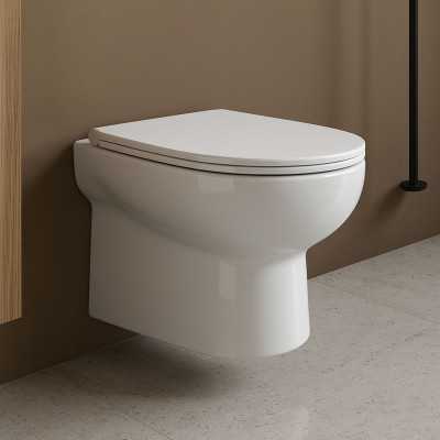 Duck Vaso Ceramica Sospeso Scarico a Parete Bianco Lucido