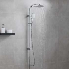 Colonna Doccia in Acciaio Inox Cromato con Soffione doccia Quadrato e Doccetta modello Sky