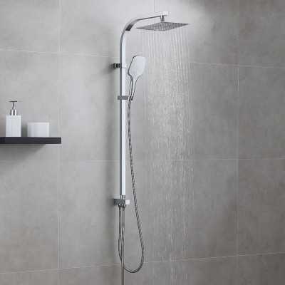 Colonna Doccia in Acciaio Inox Cromato con Soffione doccia Quadrato e Doccetta modello Sky