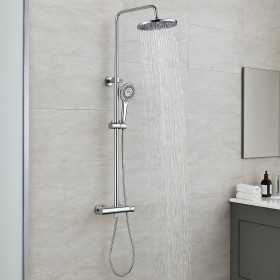 Colonna Doccia Slot Termostatica Cromata 2 Funzioni Soffione Doccetta Tondo