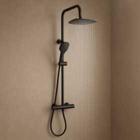 Colonna Doccia Attrezzata Nera Slot Black Termostatica con 2 Funzioni e Doccetta Quadra