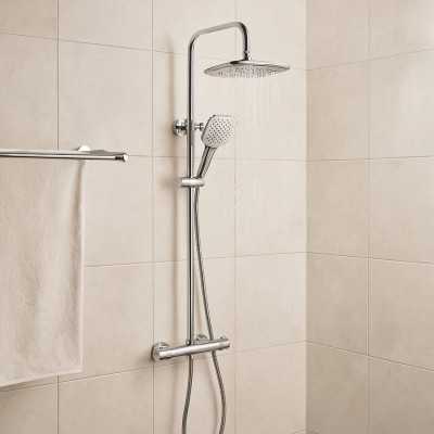 Colonna Doccia Attrezzata in Ottone Cromato Tonda Slot Mix con Soffione e Doccetta 2 Funzioni