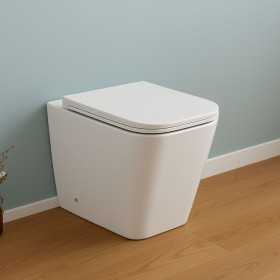 Vaso in Ceramica a Pavimento Filo Parete Colore Bianco Lucido modello Cubik