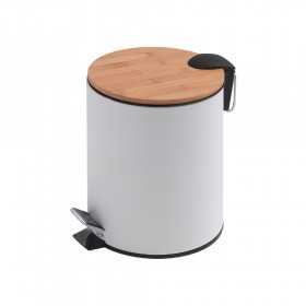 Cestino serie Ponza getta carte in metallo e bambu' colore bianco opaco 3 litri