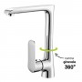 Miscelatore monocomando per lavello cucina con canna orientabile serie Age