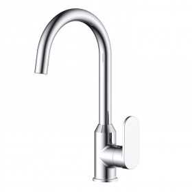 Miscelatore monocomando lavello cucina con canna orientabile Sofia installazione rapida ottone cromato