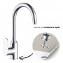 Miscelatore monocomando lavello cucina con canna orientabile Sofia installazione rapida ottone cromato