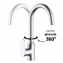 Miscelatore monocomando lavello cucina con canna orientabile Sofia installazione rapida ottone cromato