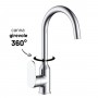 Miscelatore monocomando lavello cucina con canna orientabile Sofia installazione rapida ottone cromato