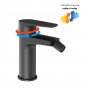 Miscelatore monocomando per bidet in ottone nero opaco serie Green con cartuccia da mm 35 piletta da 1.1/4