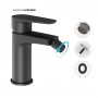 Miscelatore monocomando per bidet in ottone nero opaco serie Green con cartuccia da mm 35 piletta da 1.1/4