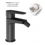 Miscelatore monocomando per bidet in ottone nero opaco serie Green con cartuccia da mm 35 piletta da 1.1/4