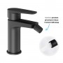Miscelatore monocomando per bidet in ottone nero opaco serie Green con cartuccia da mm 35 piletta da 1.1/4