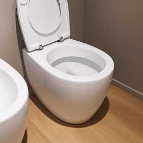 Apple Vaso Ceramica a Pavimento Filo Parete Colore Bianco Lucido