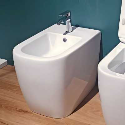 Bidet Time Ceramica a Pavimento Filo Parete Colore Bianco Lucido