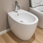 Apple Bidet Ceramica a Pavimento Filo Parete Colore Bianco Lucido