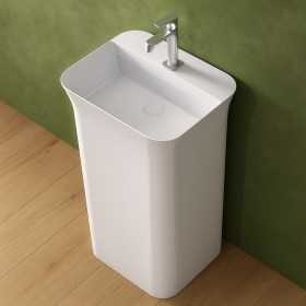 Lavabo Rettangolare Free Standing Baker in Art Stone Colore Bianco Opaco Lullaby