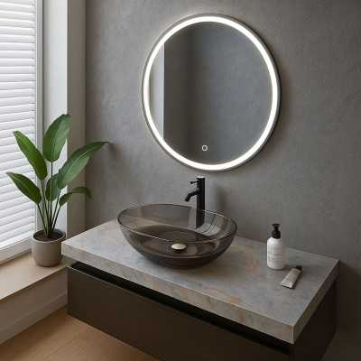 Lavabo da Appoggio Bowl in Resina Trasparente Quarzo Fume Lullaby 