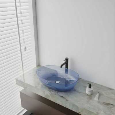  Lavabo da Appoggio Bowl in Resina Trasparente Agata Blu Lullaby
