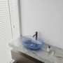  Lavabo da Appoggio Bowl in Resina Trasparente Agata Blu Lullaby