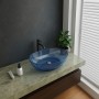  Lavabo da Appoggio Bowl in Resina Trasparente Agata Blu Lullaby