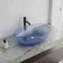  Lavabo da Appoggio Bowl in Resina Trasparente Agata Blu Lullaby