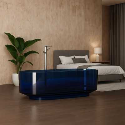 Vasca Free Standing Altair in Resina Trasparente ClearLens Agata blu