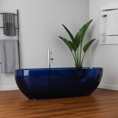 Vasca Free Standing Womb in Resina Trasparente ClearLens Agata Blu Lullaby 