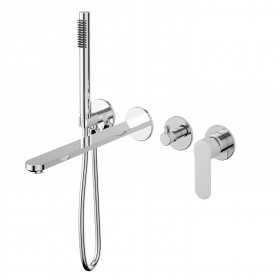 Set miscelatore monocomando vasca incasso a parete con doccetta serie Pop cromo lucido