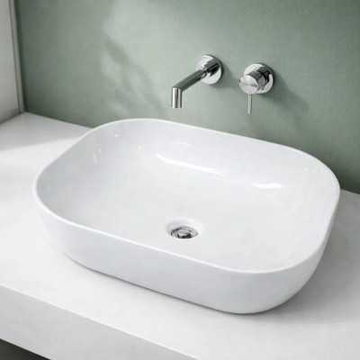 Caleb Lavabo Ceramica Appoggio Bianco 50,5x40,5x14 cm