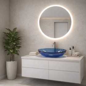 Lavabo da Appoggio Womb Handwash in Resina Trasparente Agata Blu Lullaby 