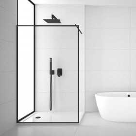 Parete Doccia Walk In Iris Line W911BK Cristallo 8 millimetri Nero Ix Box Shower
