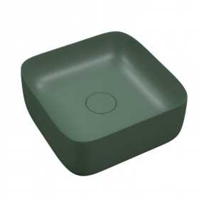 Lavabo da Appoggio Meg Quadrato in Ceramica Verde Alpi Opaco Lullaby 