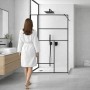 Parete Doccia Walk-In LILLA 8 mm Cristallo Temperato Trasparente Nero Opaco a Riquadro