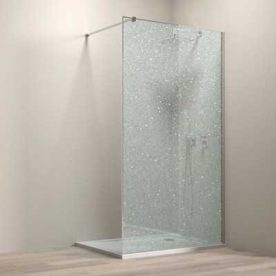 Walk-In Doccia Peonia in Cristallo Frantumato 12 mm (3x4 mm) con Profili in Alluminio e Trattamento Anticalcare