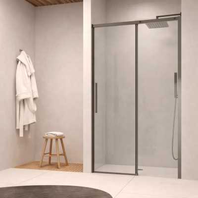 Porta Doccia Scorrevole a Due Ante in Cristallo Trasparente 8 mm Profilo Canna di fucile