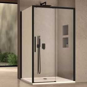 Porta Doccia Scorrevole a Due Ante con Cristallo Trasparente 6 mm e Profilo Nickel Spassolato