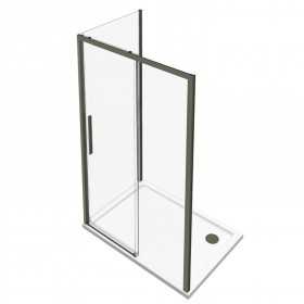 Porta Doccia Scorrevole in Cristallo Temperato 6 mm Nero Opaco con Chiusura Magnetica