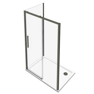 Porta Doccia Scorrevole in Cristallo Temperato 6 mm Nero Opaco con Chiusura Magnetica