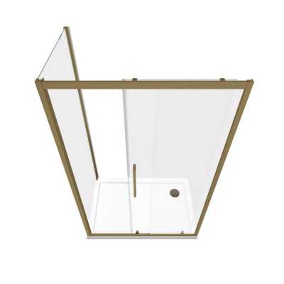 Porta Scorrevole Doccia FLORA in Cristallo Temperato 6 mm Trasparente con Profilo Oro Matt e Chiusura Magnetica