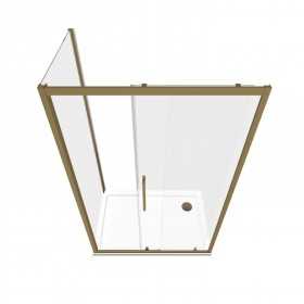 Lato Fisso Box Doccia in Cristallo Temperato 6 mm Trasparente con Profilo Oro Matt