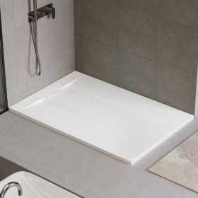 Piatto Doccia in Marmo Resina H 3 cm Finitura Asfalto Antiscivolo Modello Onice Bianco e Nero