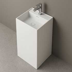 Lavabo Quadrato Free Standing Zuri One in Art Stone Colore Bianco Opaco Lullaby 