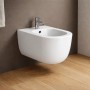 Bidet sospeso in ceramica modello Prisma bianco lucido, bianco opaco e nero opaco con kit fissaggio incluso