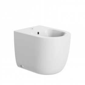 Bidet a pavimento filo parete in ceramica modello Prisma bianco lucido, opaco e nero opaco con kit fissaggio incluso