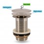 Piletta click clack nickel spazzolato per lavabi freestanding
