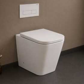Vaso in Ceramica a Pavimento Filo Parete Colore Bianco Lucido modello Cubik