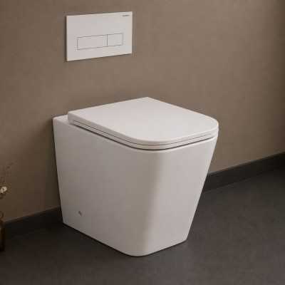 Vaso in Ceramica a Pavimento Filo Parete Colore Bianco Lucido modello Cubik