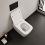 Vaso in Ceramica a Pavimento Filo Parete Colore Bianco Lucido modello Cubik