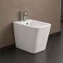 Bidet Ceramica a Pavimento Filo Parete Colore Bianco Lucido modello Cubik